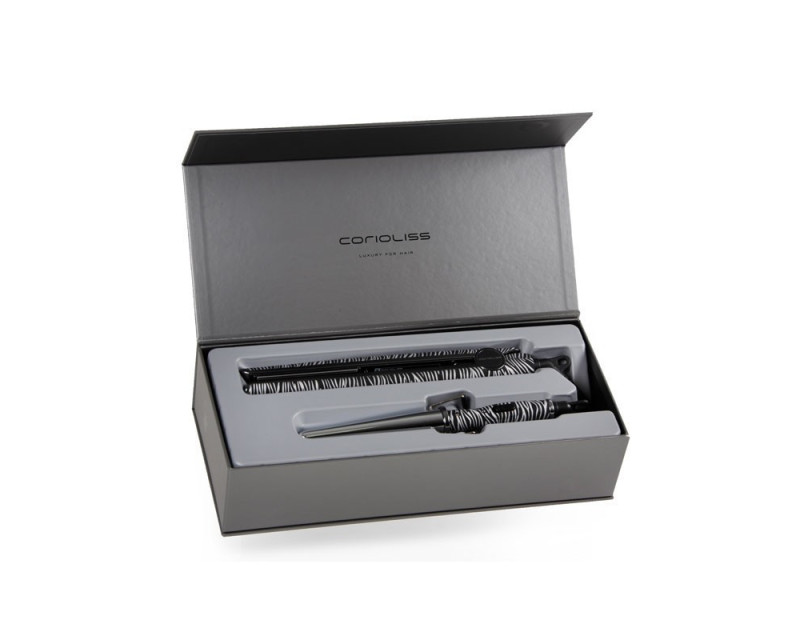 Kit Corioliss Plancha de Pelo C1 Digital Silver Zebra + Rizador Glamour Wand Mini